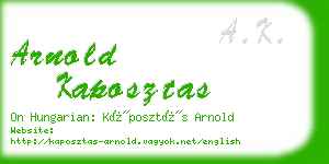 arnold kaposztas business card